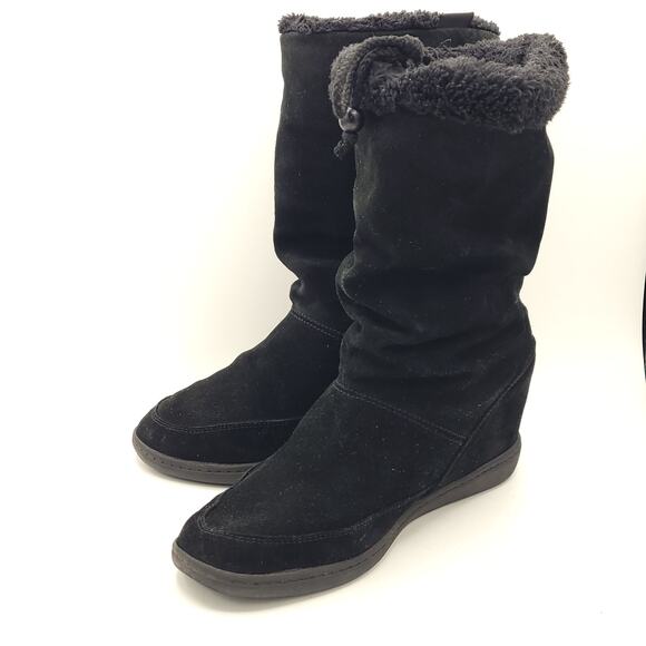 Skechers Mid Calf Ladies Black  Boots, Faux Fur Trim women's size 8.5 - Picture 4 of 9